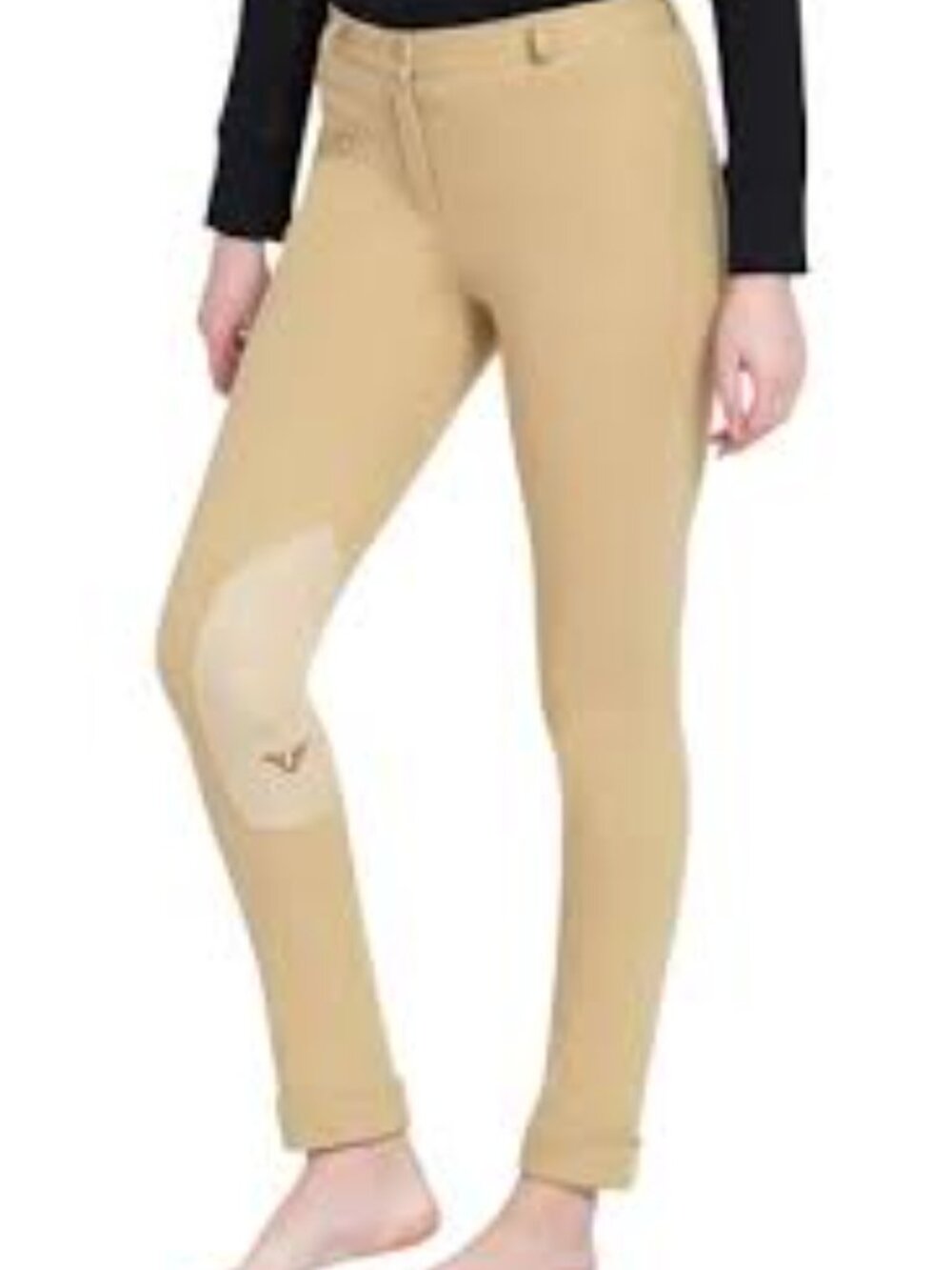 TuffRider Girls Tan Riding Pants Breeches w/ Knee Patch & Stirrups